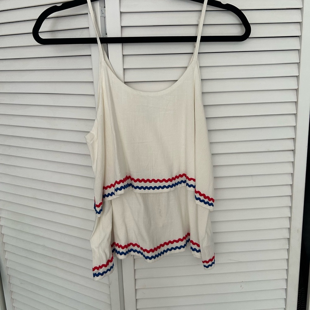 She and Sky Cream Camisole with Red and Blue Trim